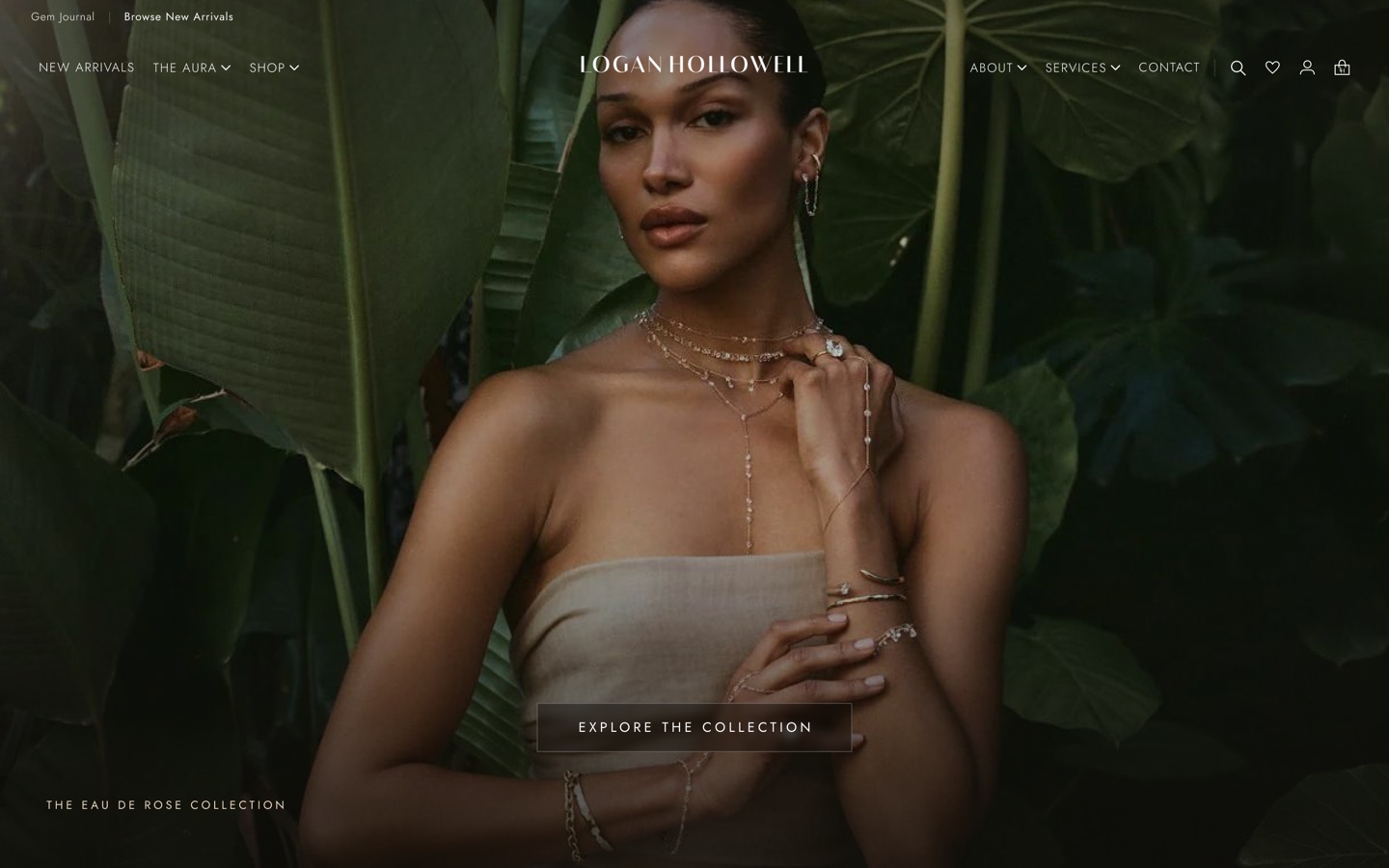 Logan Hollowell jewelry website on desktop